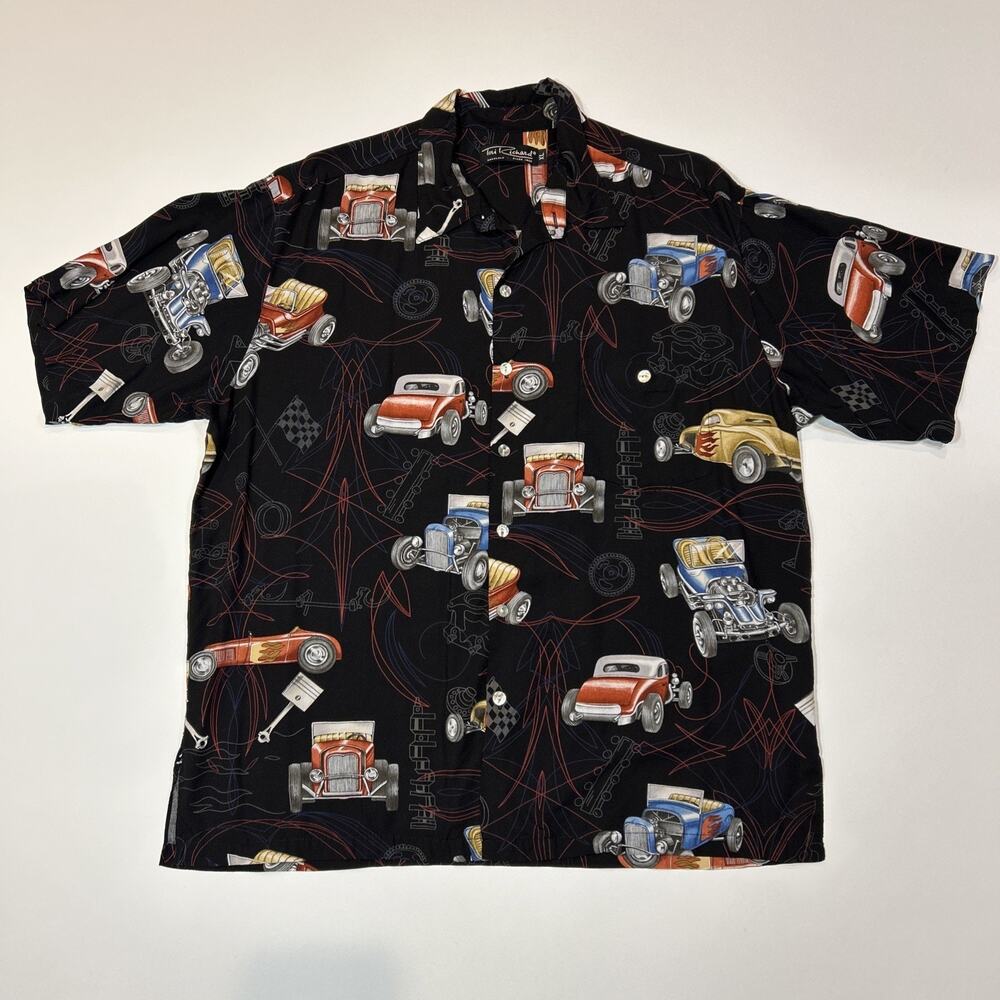 Tori Richard Mens Shirt Size XL Black Classic Cars Honolulu Button Up AOP